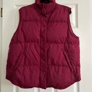 Vintage Eddie Bauer Berry Quilted Puffer Vest - Sleeveless Snap Front - Medium